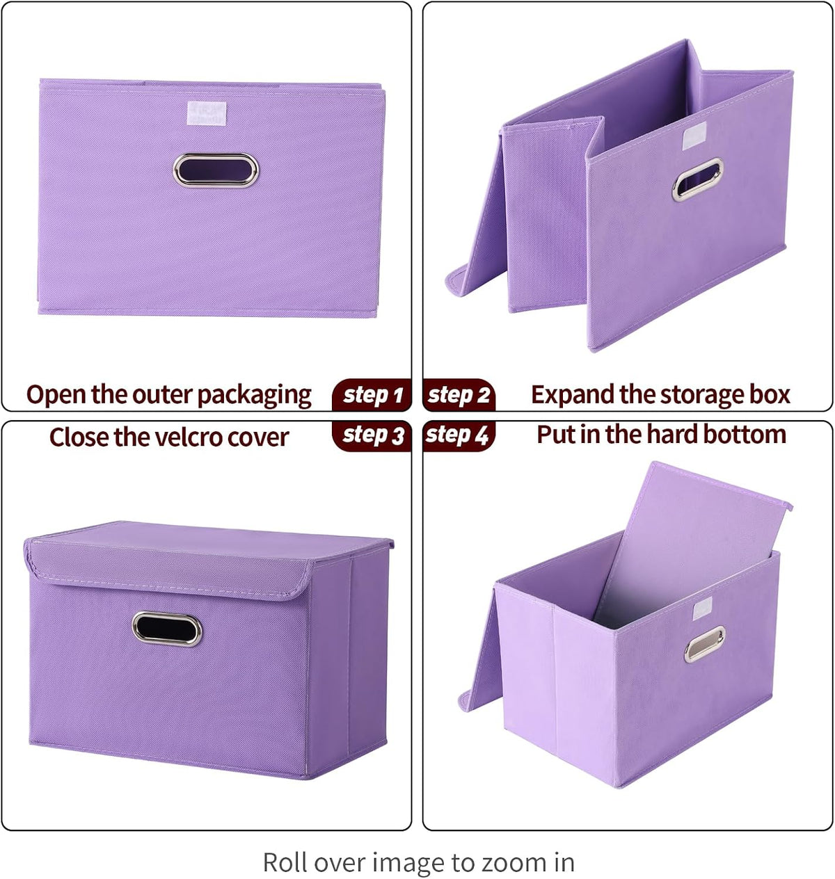 Fabric Storage Cube Bins Foldable Organizer Container Collapsible Basket with Lids and Metal Handles, for Home, Bedroom, Closet (Black)