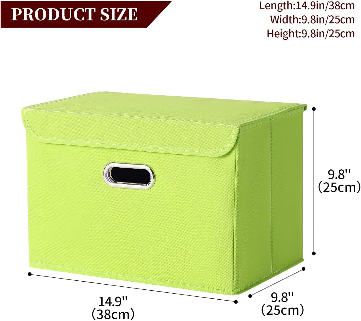 Fabric Storage Cube Bins Foldable Organizer Container Collapsible Basket with Lids and Metal Handles, for Home, Bedroom, Closet (Black)