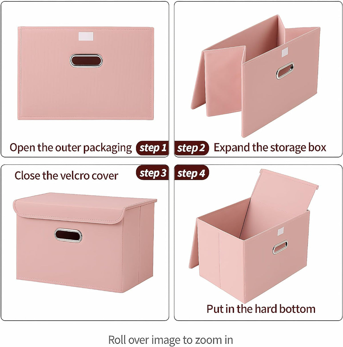Fabric Storage Cube Bins Foldable Organizer Container Collapsible Basket with Lids and Metal Handles, for Home, Bedroom, Closet (Black)