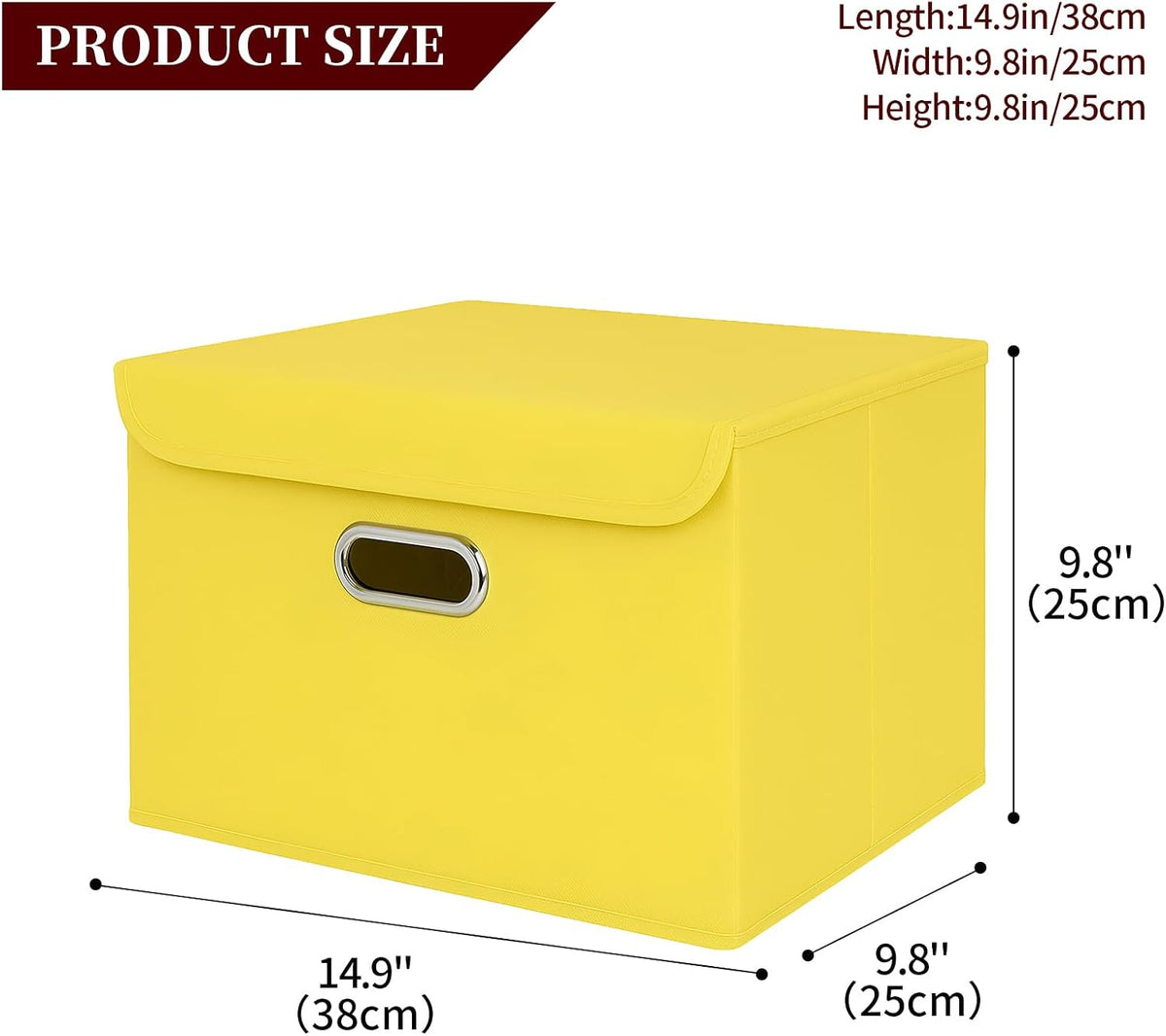 Fabric Storage Cube Bins Foldable Organizer Container Collapsible Basket with Lids and Metal Handles, for Home, Bedroom, Closet (Black)