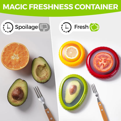 Avocado Saver & Onion Storage Set,4 Pcs Silicone Fruit Vegetable Anti-oxidation Box,Reusable Fridge Fresh Pod Food Storage,Perfect Lemons Tomato Garlic Containers