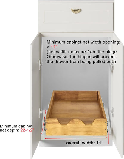 2 Tier Pull Out Cabinet Organizer (14" W x 18" D) Slide Out Wood Drawer, Two Tier Sliding Shelf Organization and Storage…