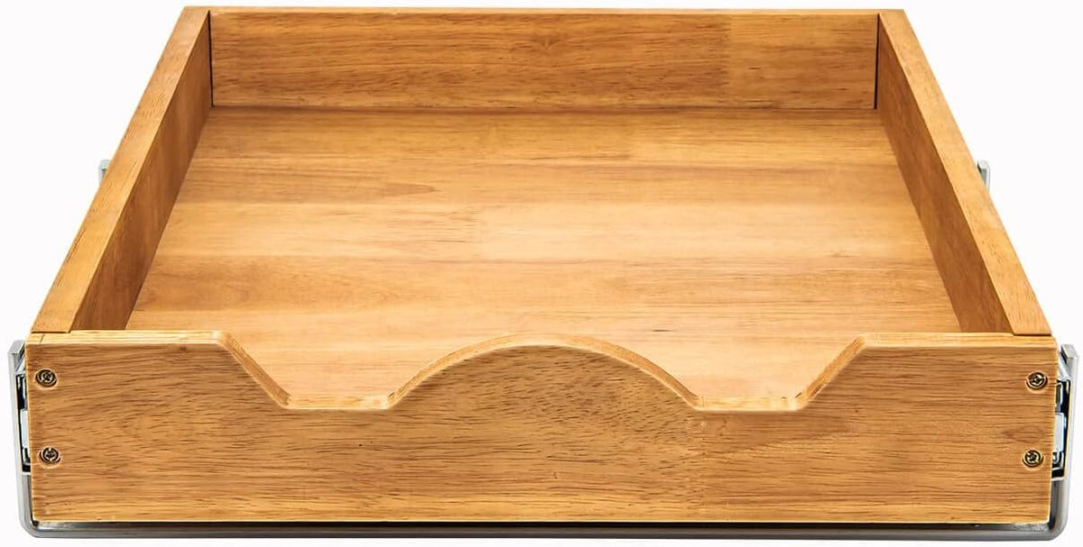2 Tier Pull Out Cabinet Organizer (14" W x 18" D) Slide Out Wood Drawer, Two Tier Sliding Shelf Organization and Storage…