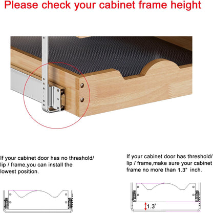 2 Tier Pull Out Cabinet Organizer (14" W x 18" D) Slide Out Wood Drawer, Two Tier Sliding Shelf Organization and Storage…