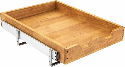 2 Tier Pull Out Cabinet Organizer (14" W x 18" D) Slide Out Wood Drawer, Two Tier Sliding Shelf Organization and Storage…