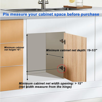 2 Tier Pull Out Cabinet Organizer (14" W x 18" D) Slide Out Wood Drawer, Two Tier Sliding Shelf Organization and Storage…