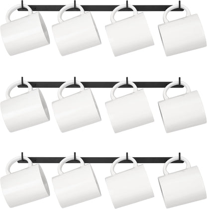 Mug Rack Wall Mounted Metal Coffee Cup Holder with 12 Hooks, 3 Pack