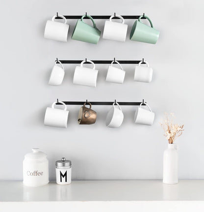 Mug Rack Wall Mounted Metal Coffee Cup Holder with 12 Hooks, 3 Pack