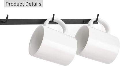 Mug Rack Wall Mounted Metal Coffee Cup Holder with 12 Hooks, 3 Pack