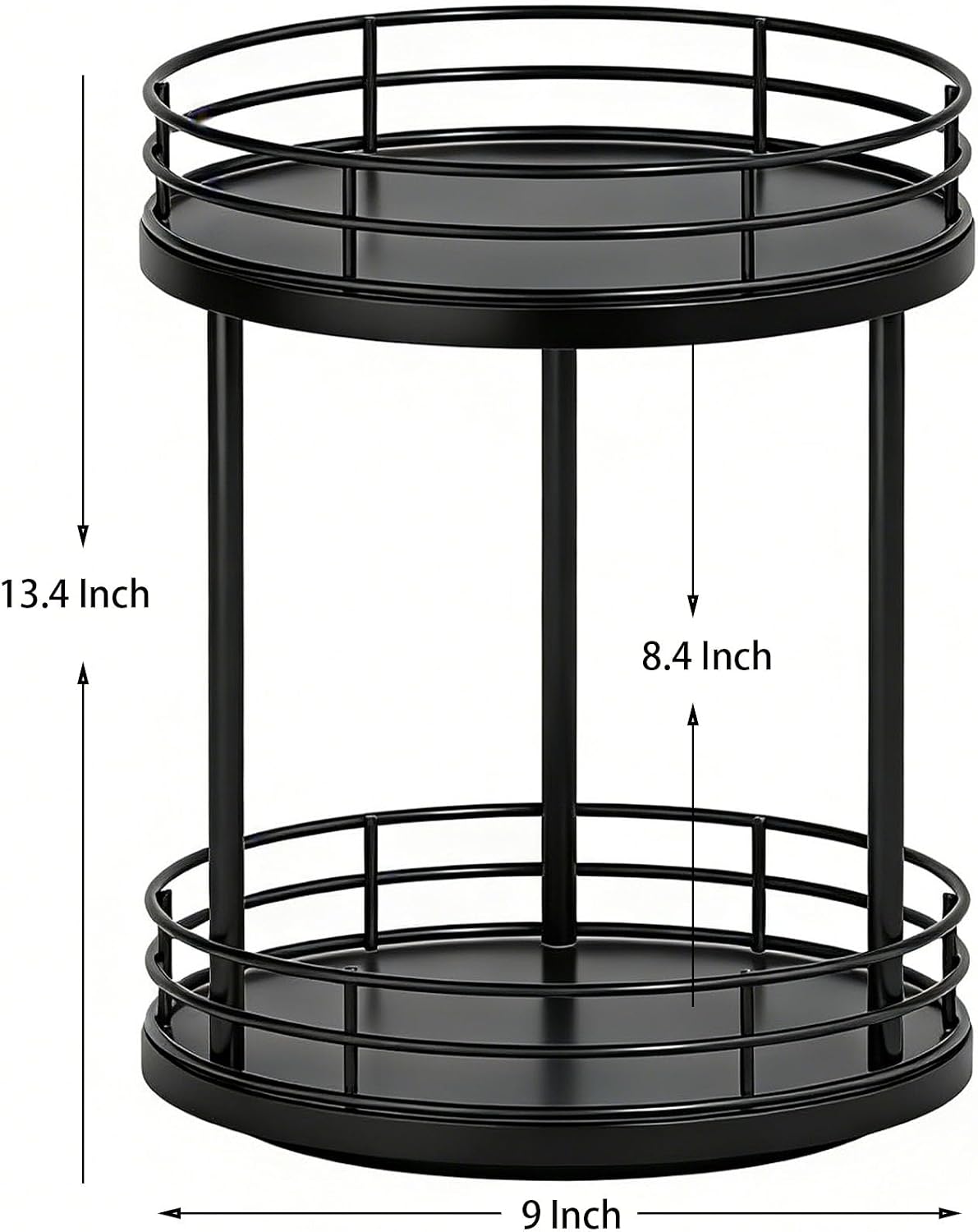 2-Tier Rotating Bathroom Countertop Organizer, Wooden Makeup Vanity Storage, Multifunctional Lazy Susan Turntable for Skincare, Perfume and Cosmetics (Brown)