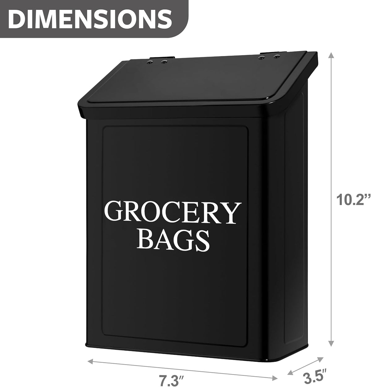 Modern Farmhouse Metal Magnetic Grocery Bags Holder for Plastic Bags with LId and Kitchen Organizer and Storage Wall Mount Grocery Bag Dispenser Space Saving, Black