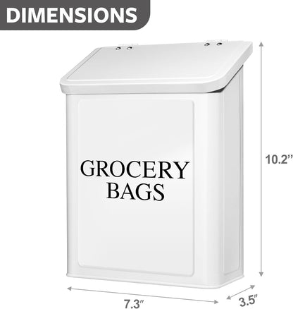 Modern Farmhouse Metal Magnetic Grocery Bags Holder for Plastic Bags with LId and Kitchen Organizer and Storage Wall Mount Grocery Bag Dispenser Space Saving, Black