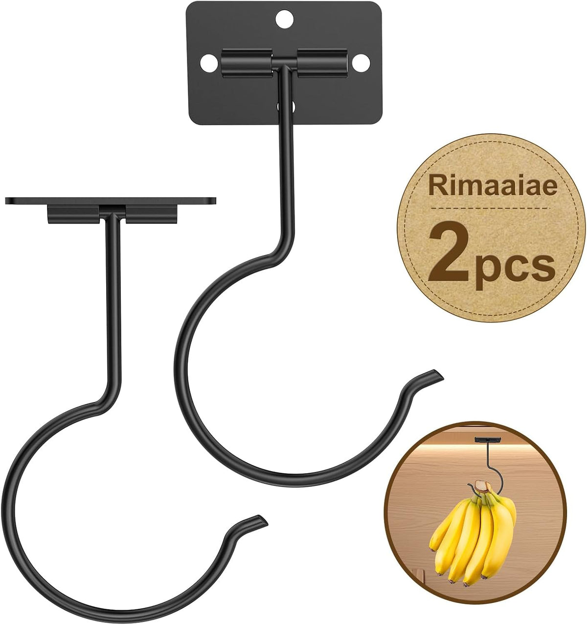 2 Pcs Banana Hook, Under Cabinet Foldable Banana Hanger