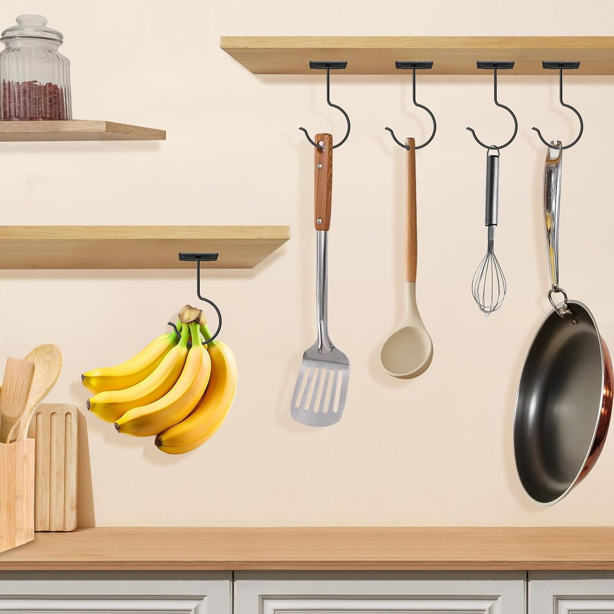 2 Pcs Banana Hook, Under Cabinet Foldable Banana Hanger