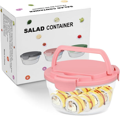 Salad Container for Lunch, Bento Lunch Box 58-oz with 4 Compartments Tray and Ice Pack, Leak-Proof Salad Bowl with Lid for Adults, BPA-Free Lunch Box for Meal Prep & Food Storage(Green)