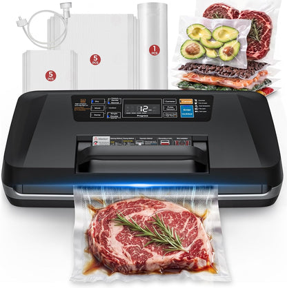 Vacuum Sealer Machine, 230W 95KPa Food Sealer Built-in Cutter & Bag Storage
