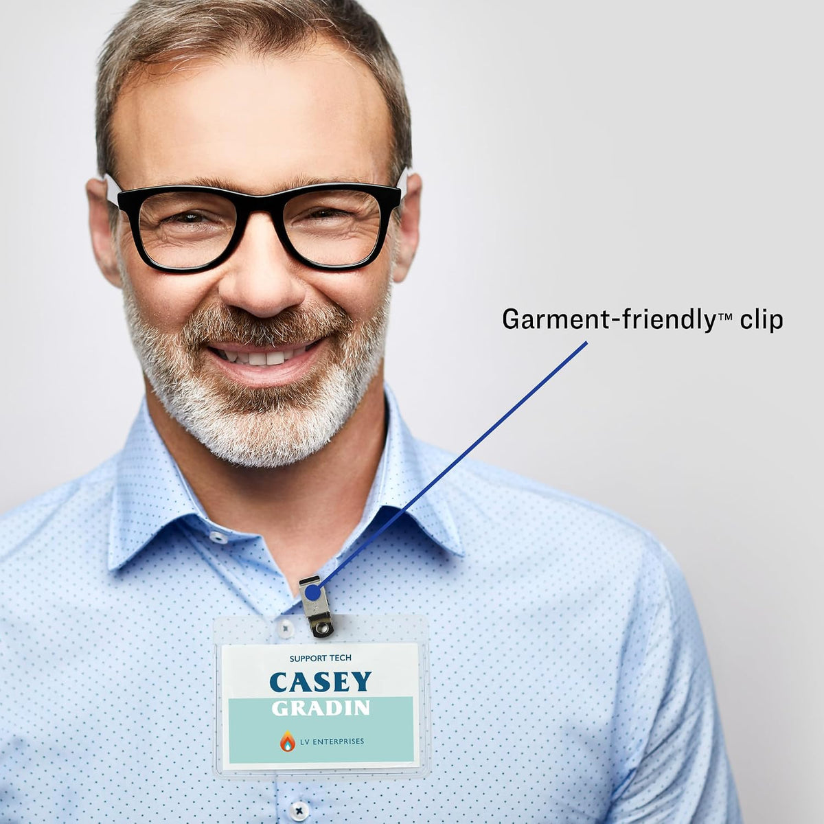 Customizable Name Badges, Clip Style, 3" x 4", Clear Name Tag Holders, White Laser/Inkjet Printable Inserts, 50 Total (74536)