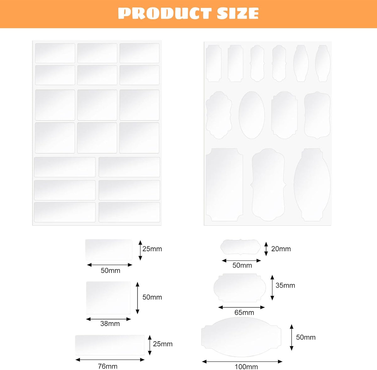 465 Chalkboard Labels for Jars and Containers with 2 White Chalk Markers | Waterproof, Reusable Labels In Assorted Sizes And Shapes; Sticks To Glass, Plastic, Metal, Wood, And Ceramic