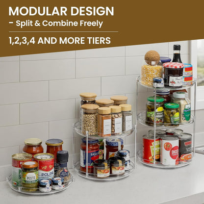 2 Tier Clear Acrylic Lazy Susans, Non-Skid Turntable Organizer, 9.25''