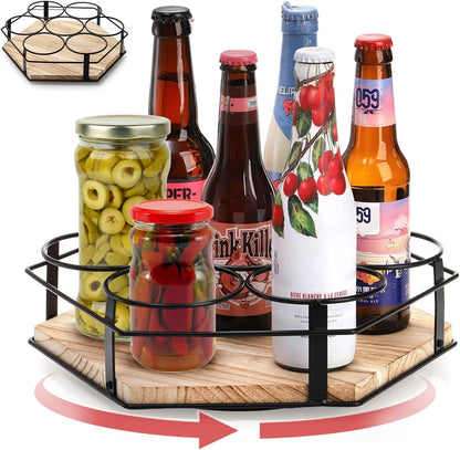 Rotating Coffee Syrup Organizer 7 Bottles, Coffee Syrup Rack Stand for Countertop, Tumbler Bottle Storage Holder, Turntable Wine Display Lazy Susan Tray for Coffee Bar Station, Kitchen, Pantry