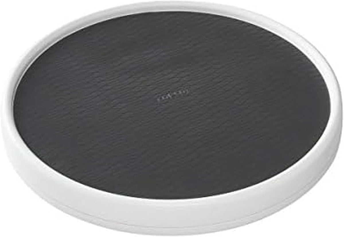 15 Inch Non-Skid Lazy Susan Turntable Organizer for Cabinet, Pantry, Refrigerator - Charcoal Gray, Smooth-Glide Ball Bearings, Raised Rim