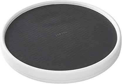 15 Inch Non-Skid Lazy Susan Turntable Organizer for Cabinet, Pantry, Refrigerator - Charcoal Gray, Smooth-Glide Ball Bearings, Raised Rim