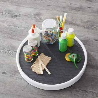 15 Inch Non-Skid Lazy Susan Turntable Organizer for Cabinet, Pantry, Refrigerator - Charcoal Gray, Smooth-Glide Ball Bearings, Raised Rim