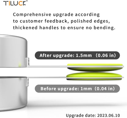 TILUCK measuring cups and magnetic measuring spoons set, stainless steel measuring cups, 6 double-sided stainless steel measuring spoons & 1 leveler (12)
