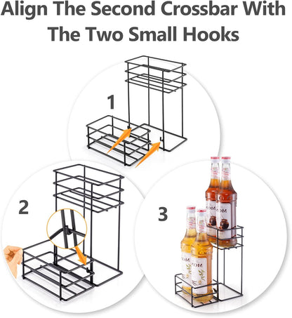 12 Bottle Capacity Coffee Syrup Organizer 3 Tier Coffee Syrup Stand Shelf for Coffee Bar Kitchen Small Wine Rack for Bar Family Storage for Syrup Wine Dressing