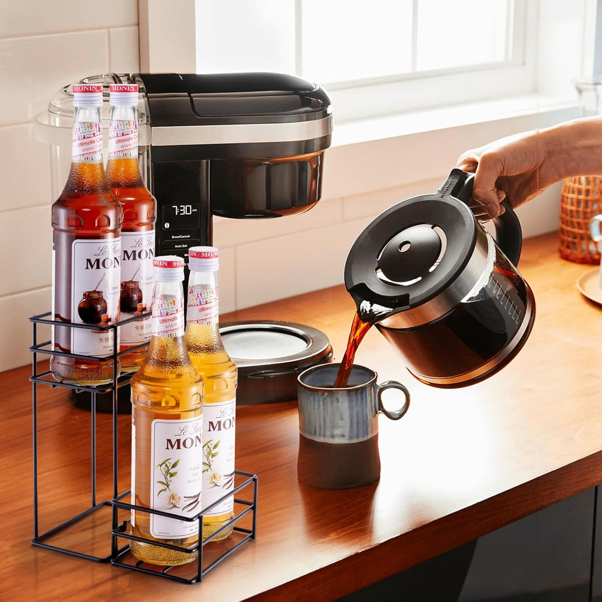 12 Bottle Capacity Coffee Syrup Organizer 3 Tier Coffee Syrup Stand Shelf for Coffee Bar Kitchen Small Wine Rack for Bar Family Storage for Syrup Wine Dressing