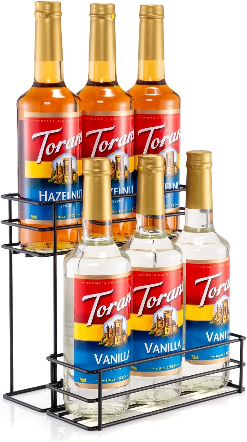 12 Bottle Capacity Coffee Syrup Organizer 3 Tier Coffee Syrup Stand Shelf for Coffee Bar Kitchen Small Wine Rack for Bar Family Storage for Syrup Wine Dressing