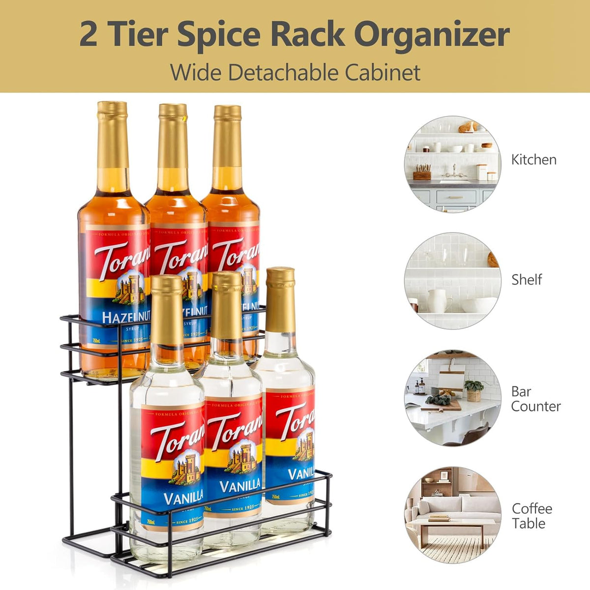 12 Bottle Capacity Coffee Syrup Organizer 3 Tier Coffee Syrup Stand Shelf for Coffee Bar Kitchen Small Wine Rack for Bar Family Storage for Syrup Wine Dressing