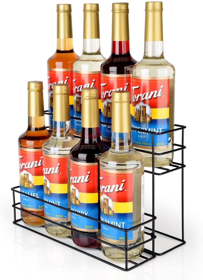 12 Bottle Capacity Coffee Syrup Organizer 3 Tier Coffee Syrup Stand Shelf for Coffee Bar Kitchen Small Wine Rack for Bar Family Storage for Syrup Wine Dressing
