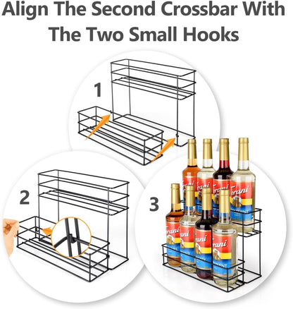12 Bottle Capacity Coffee Syrup Organizer 3 Tier Coffee Syrup Stand Shelf for Coffee Bar Kitchen Small Wine Rack for Bar Family Storage for Syrup Wine Dressing