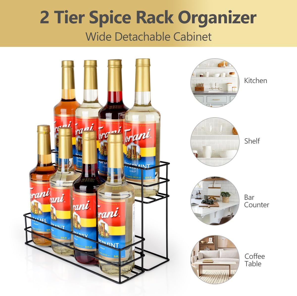 12 Bottle Capacity Coffee Syrup Organizer 3 Tier Coffee Syrup Stand Shelf for Coffee Bar Kitchen Small Wine Rack for Bar Family Storage for Syrup Wine Dressing