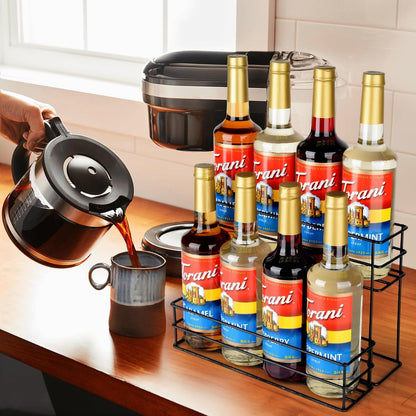 12 Bottle Capacity Coffee Syrup Organizer 3 Tier Coffee Syrup Stand Shelf for Coffee Bar Kitchen Small Wine Rack for Bar Family Storage for Syrup Wine Dressing