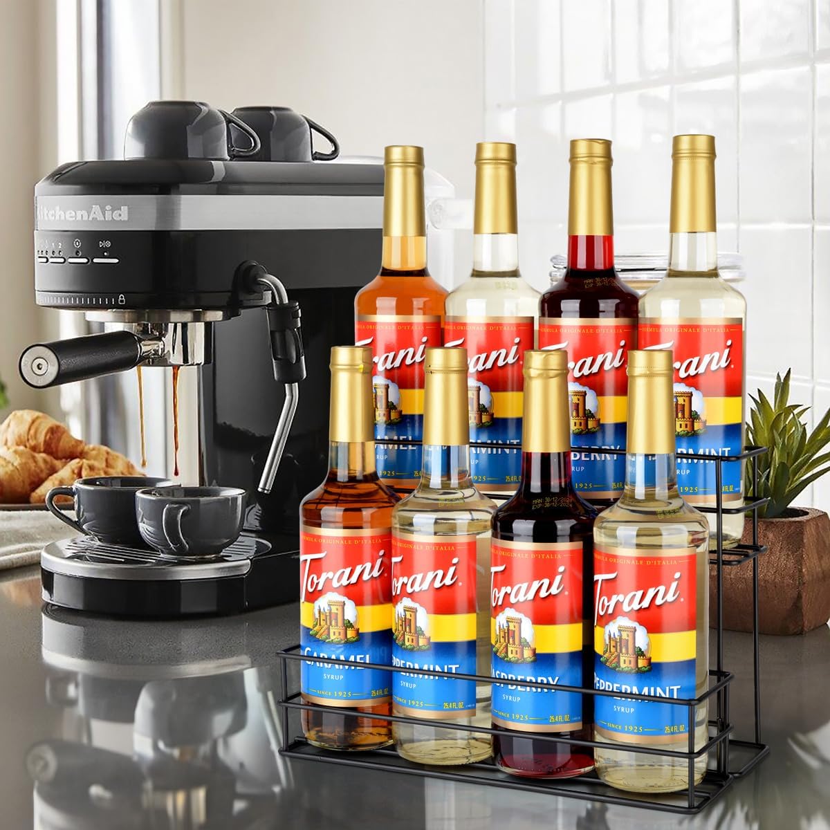 12 Bottle Capacity Coffee Syrup Organizer 3 Tier Coffee Syrup Stand Shelf for Coffee Bar Kitchen Small Wine Rack for Bar Family Storage for Syrup Wine Dressing
