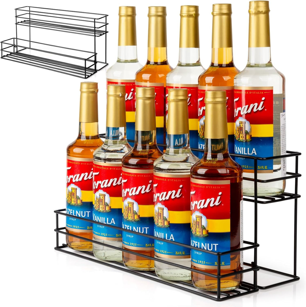 12 Bottle Capacity Coffee Syrup Organizer 3 Tier Coffee Syrup Stand Shelf for Coffee Bar Kitchen Small Wine Rack for Bar Family Storage for Syrup Wine Dressing