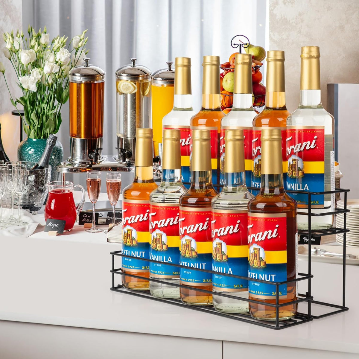 12 Bottle Capacity Coffee Syrup Organizer 3 Tier Coffee Syrup Stand Shelf for Coffee Bar Kitchen Small Wine Rack for Bar Family Storage for Syrup Wine Dressing