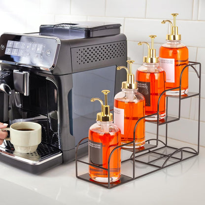 12 Bottle Capacity Coffee Syrup Organizer 3 Tier Coffee Syrup Stand Shelf for Coffee Bar Kitchen Small Wine Rack for Bar Family Storage for Syrup Wine Dressing