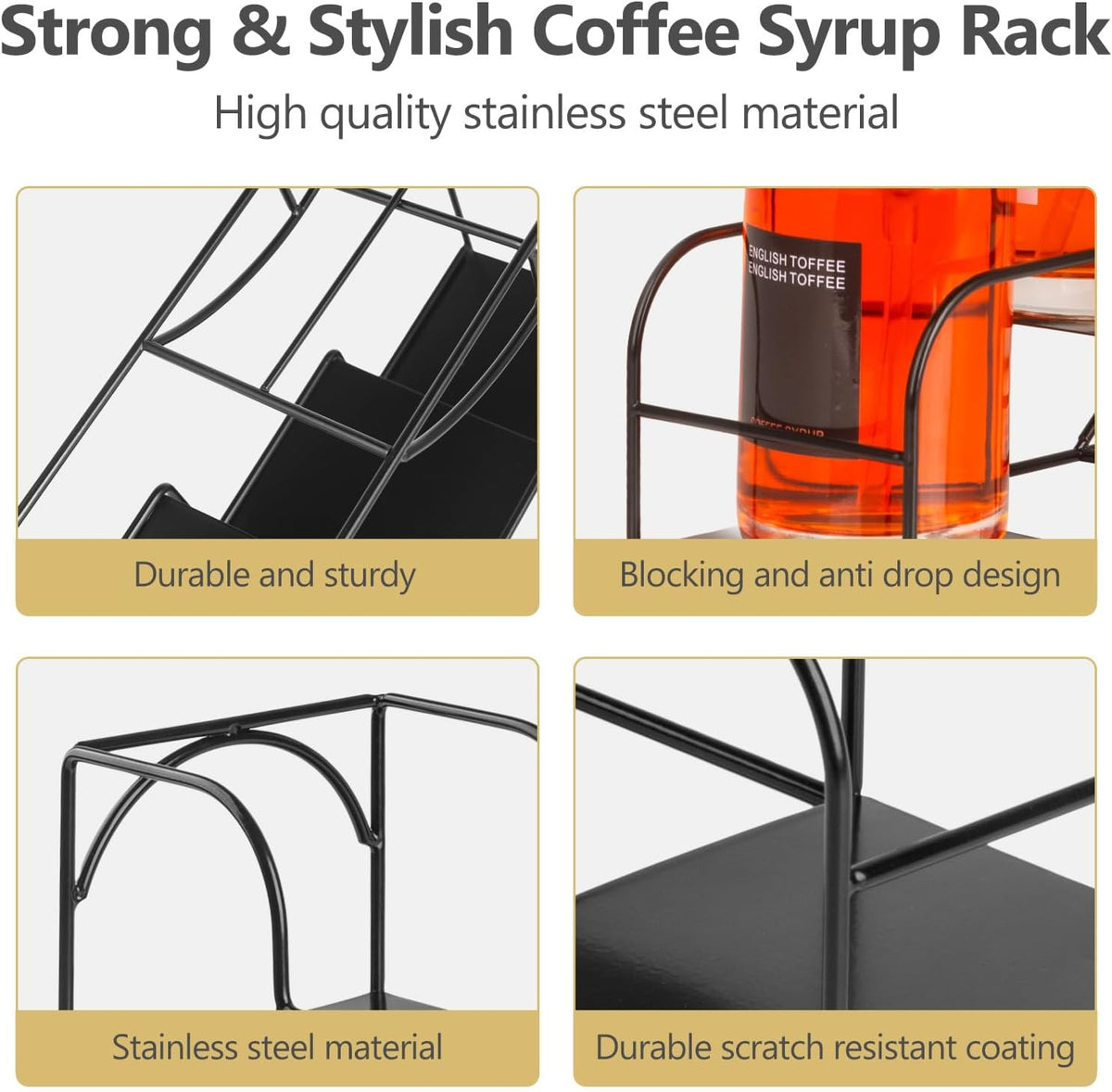 12 Bottle Capacity Coffee Syrup Organizer 3 Tier Coffee Syrup Stand Shelf for Coffee Bar Kitchen Small Wine Rack for Bar Family Storage for Syrup Wine Dressing