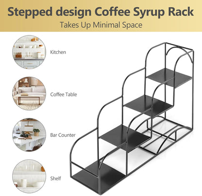 12 Bottle Capacity Coffee Syrup Organizer 3 Tier Coffee Syrup Stand Shelf for Coffee Bar Kitchen Small Wine Rack for Bar Family Storage for Syrup Wine Dressing