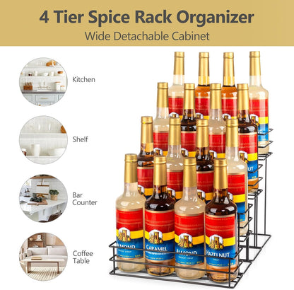 12 Bottle Capacity Coffee Syrup Organizer 3 Tier Coffee Syrup Stand Shelf for Coffee Bar Kitchen Small Wine Rack for Bar Family Storage for Syrup Wine Dressing
