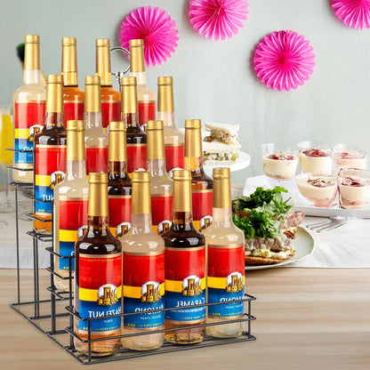12 Bottle Capacity Coffee Syrup Organizer 3 Tier Coffee Syrup Stand Shelf for Coffee Bar Kitchen Small Wine Rack for Bar Family Storage for Syrup Wine Dressing