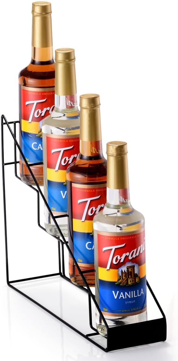 12 Bottle Capacity Coffee Syrup Organizer 3 Tier Coffee Syrup Stand Shelf for Coffee Bar Kitchen Small Wine Rack for Bar Family Storage for Syrup Wine Dressing