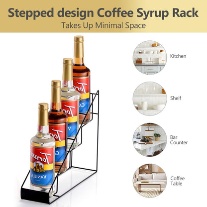 12 Bottle Capacity Coffee Syrup Organizer 3 Tier Coffee Syrup Stand Shelf for Coffee Bar Kitchen Small Wine Rack for Bar Family Storage for Syrup Wine Dressing