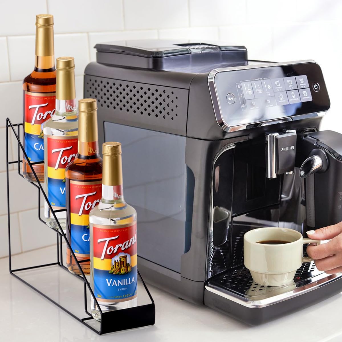 12 Bottle Capacity Coffee Syrup Organizer 3 Tier Coffee Syrup Stand Shelf for Coffee Bar Kitchen Small Wine Rack for Bar Family Storage for Syrup Wine Dressing