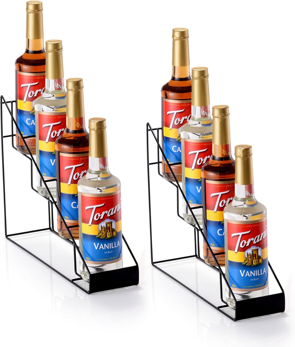 12 Bottle Capacity Coffee Syrup Organizer 3 Tier Coffee Syrup Stand Shelf for Coffee Bar Kitchen Small Wine Rack for Bar Family Storage for Syrup Wine Dressing