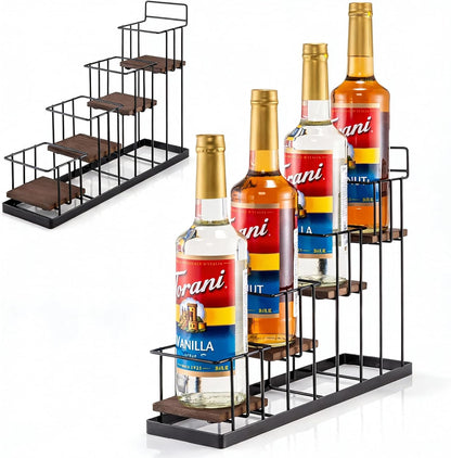 12 Bottle Capacity Coffee Syrup Organizer 3 Tier Coffee Syrup Stand Shelf for Coffee Bar Kitchen Small Wine Rack for Bar Family Storage for Syrup Wine Dressing