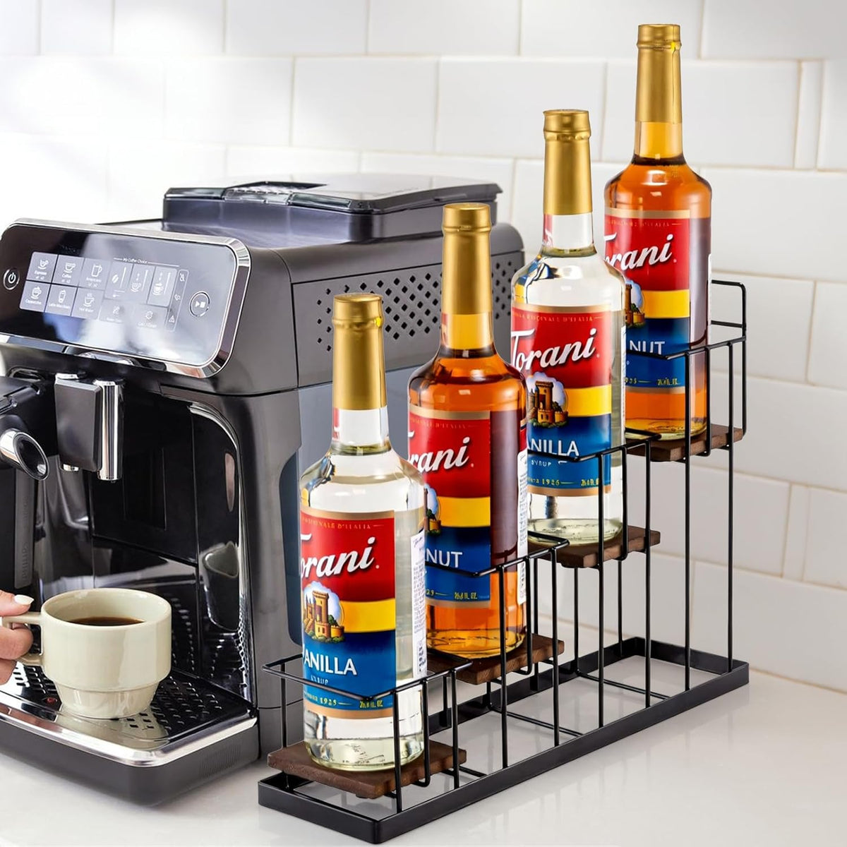 12 Bottle Capacity Coffee Syrup Organizer 3 Tier Coffee Syrup Stand Shelf for Coffee Bar Kitchen Small Wine Rack for Bar Family Storage for Syrup Wine Dressing